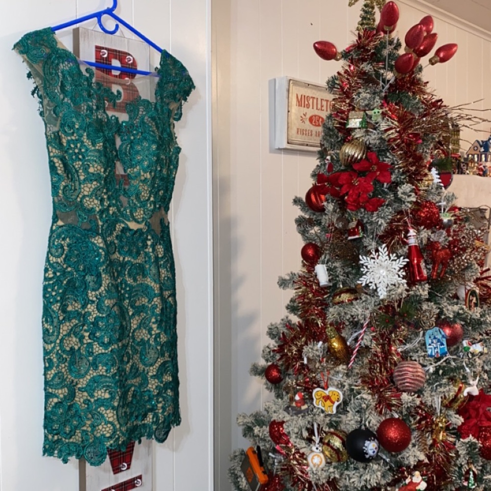 Green lace Mac Duggal dress